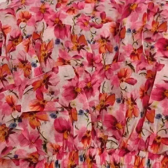 Endless Rose Pink Floral Large Multi-Tiered Ruffle Mini Skirt for Spring Summer - Picture 6 of 13